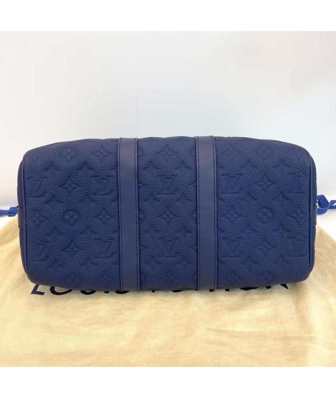 LOUIS VUITTON Темно-синяя кожаная дорожная/спортивная сумка, фото 4