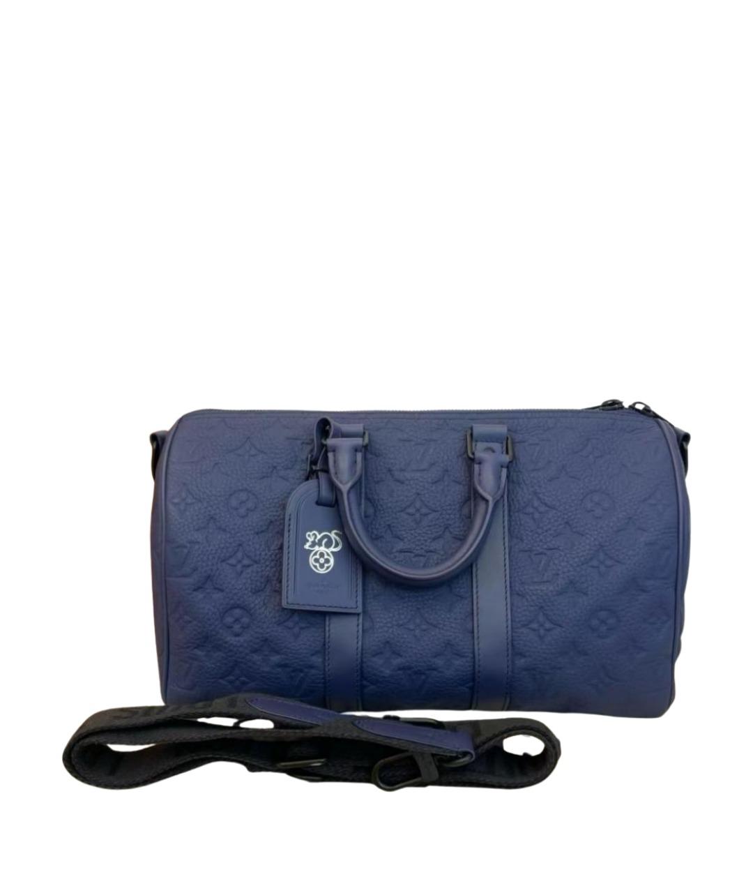 LOUIS VUITTON Темно-синяя кожаная дорожная/спортивная сумка, фото 1