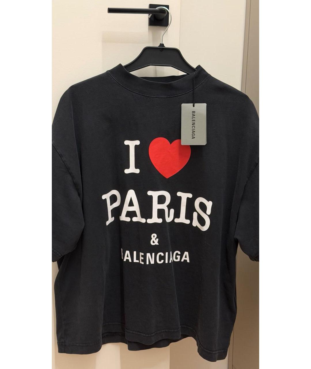 BALENCIAGA Черная хлопковая футболка, фото 3