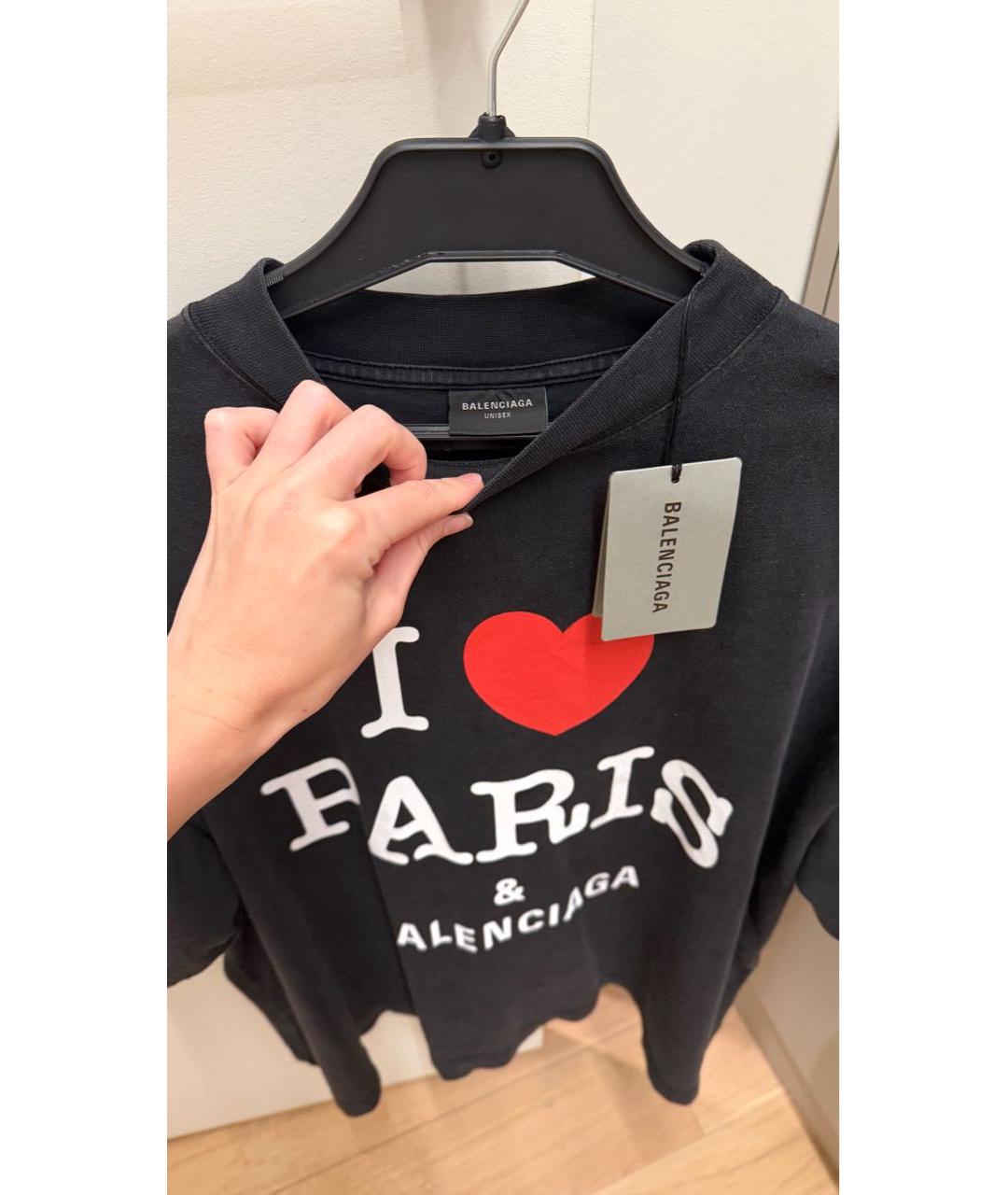 BALENCIAGA Черная хлопковая футболка, фото 6
