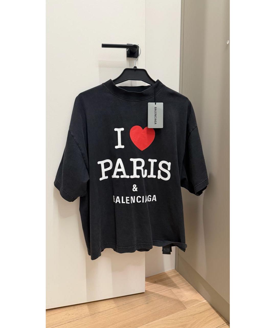 BALENCIAGA Черная хлопковая футболка, фото 8