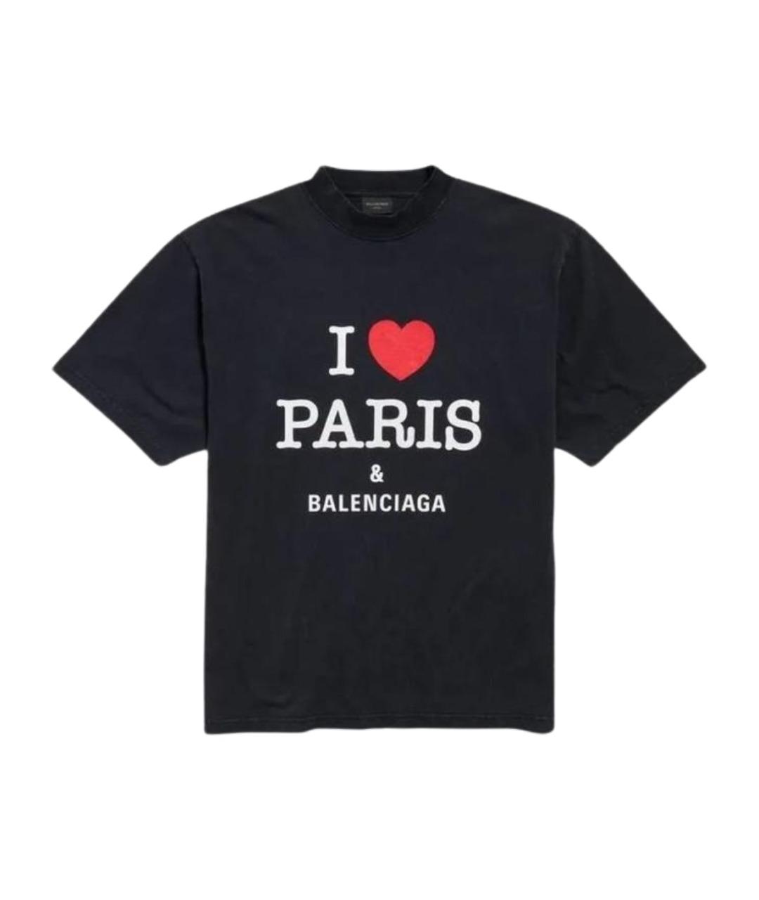 BALENCIAGA Черная хлопковая футболка, фото 1