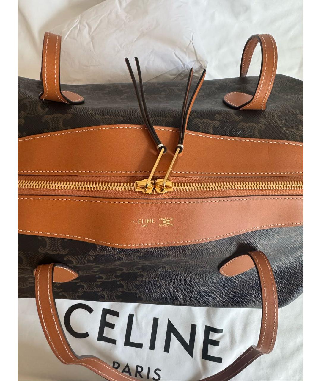 CELINE Коричневая сумка тоут из канвы, фото 4