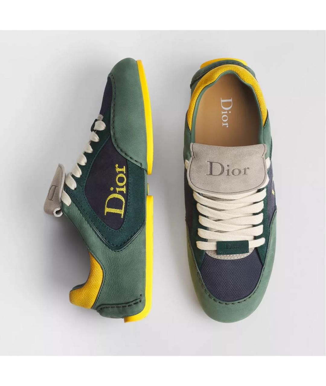 CHRISTIAN DIOR Зеленые нубуковые низкие кроссовки / кеды, фото 2