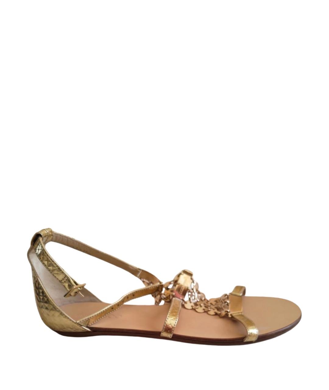 JIMMY CHOO Золотые кожаные босоножки, фото 1