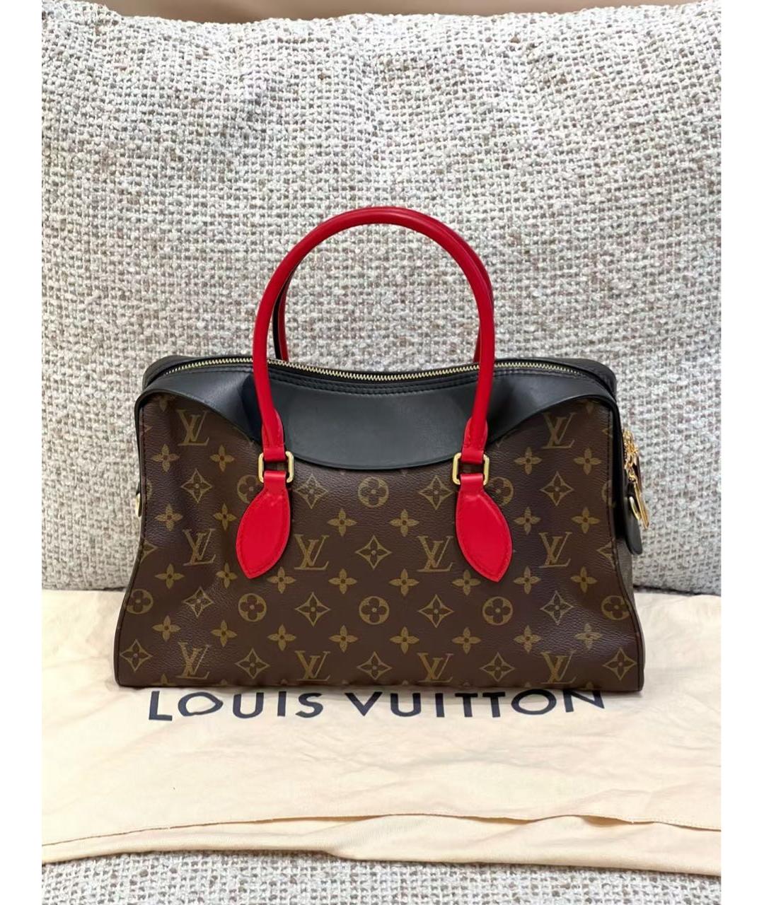 LOUIS VUITTON Красная кожаная сумка с короткими ручками, фото 2