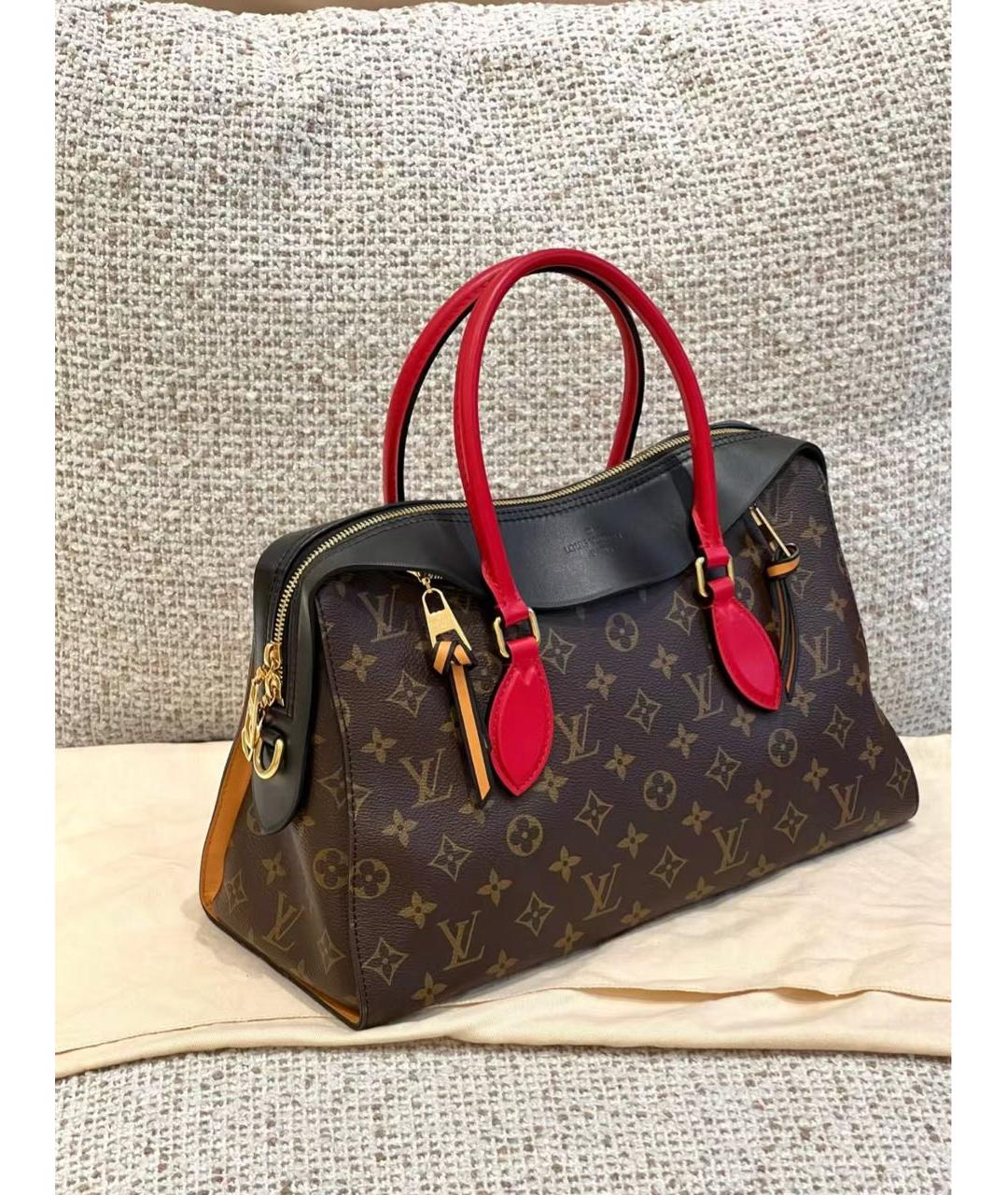 LOUIS VUITTON Красная кожаная сумка с короткими ручками, фото 4