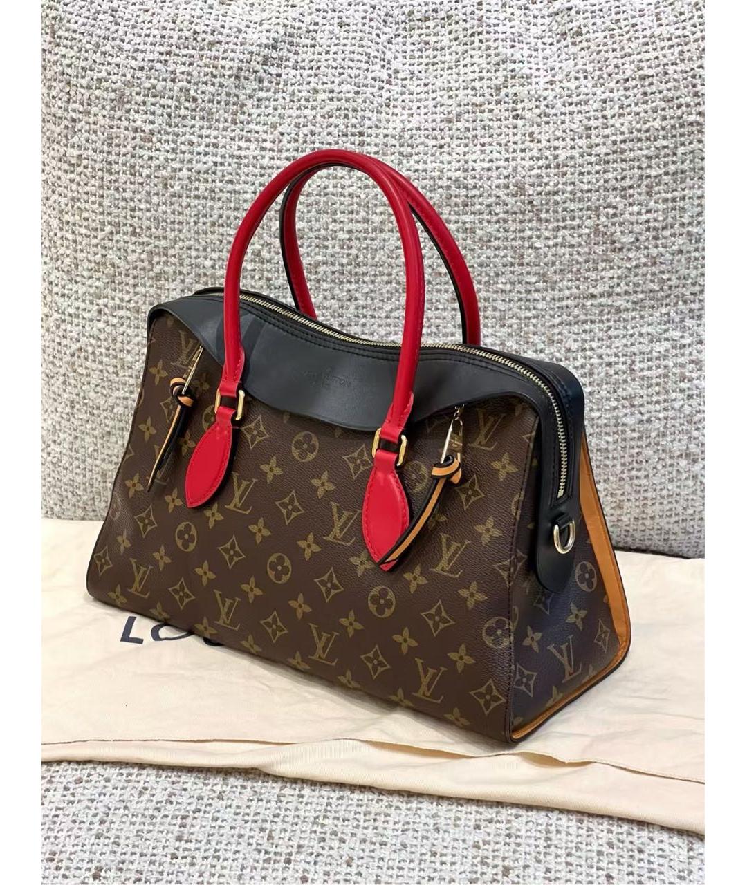 LOUIS VUITTON Красная кожаная сумка с короткими ручками, фото 3