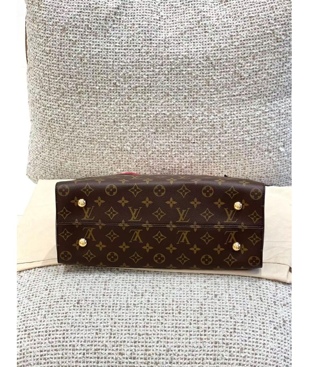 LOUIS VUITTON Красная кожаная сумка с короткими ручками, фото 5