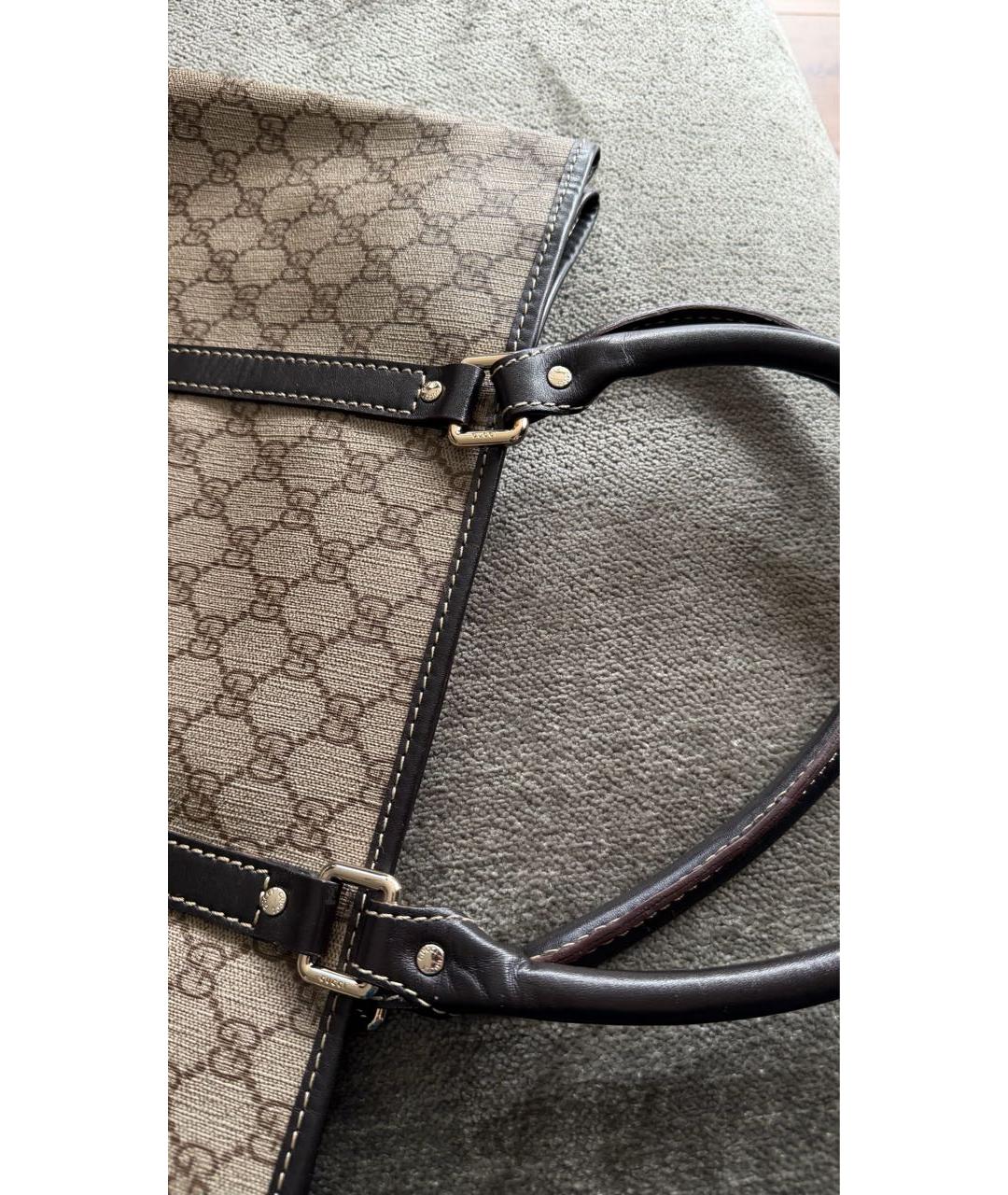 GUCCI Бежевая сумка тоут из канвы, фото 4