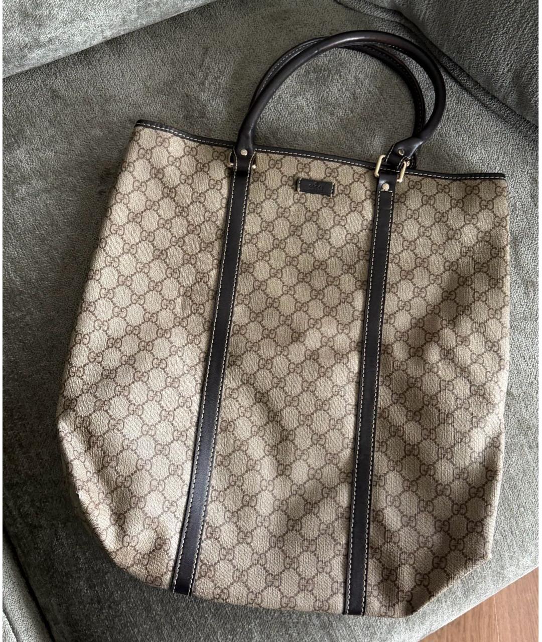 GUCCI Бежевая сумка тоут из канвы, фото 9