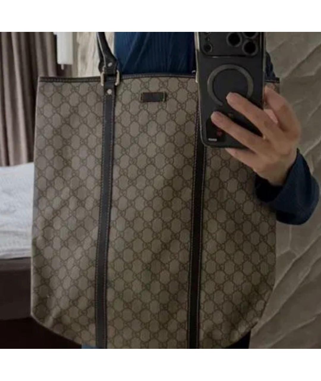 GUCCI Бежевая сумка тоут из канвы, фото 8