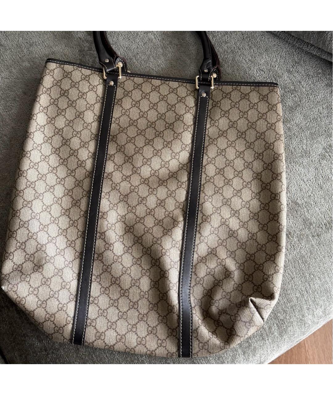 GUCCI Бежевая сумка тоут из канвы, фото 2