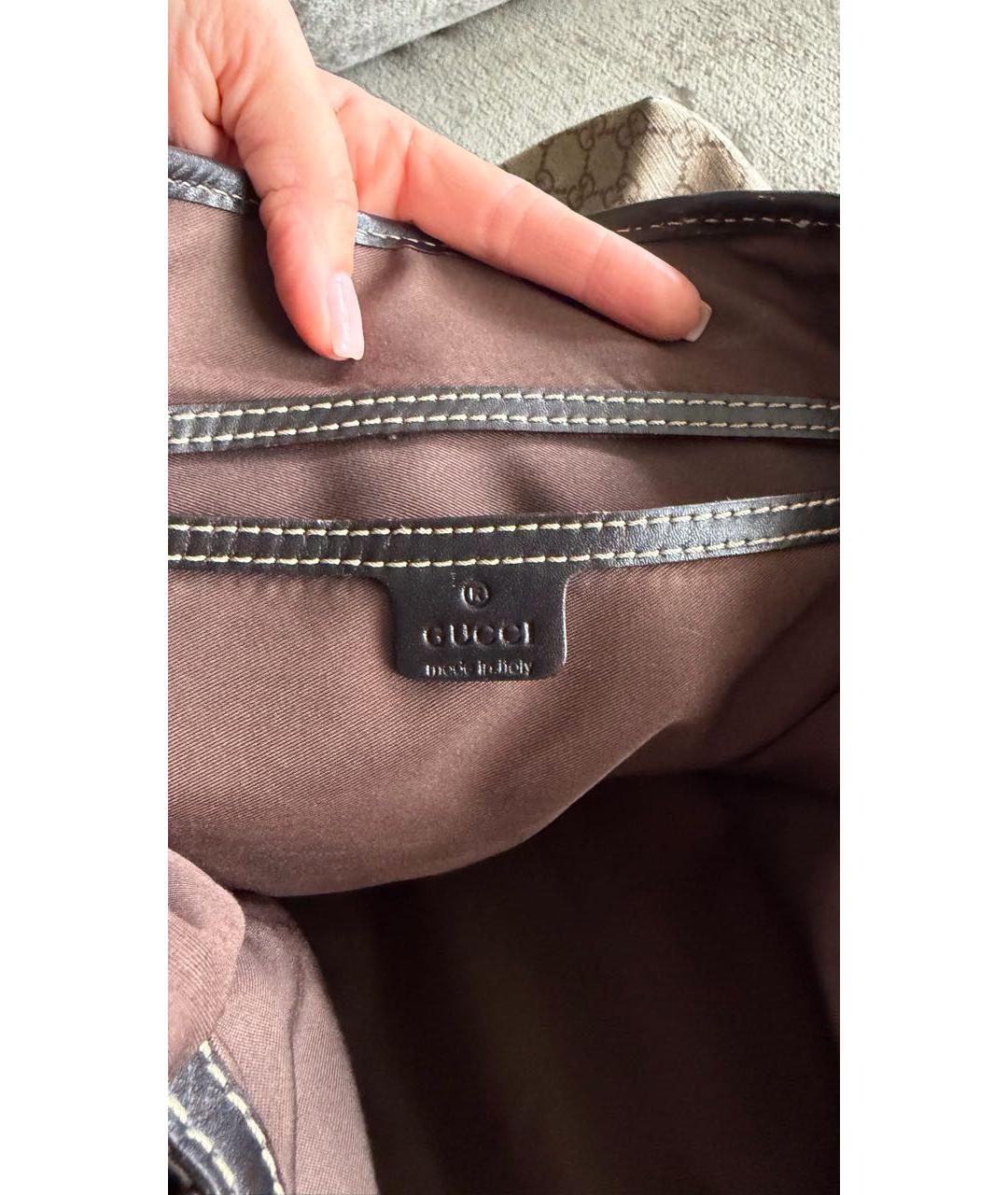 GUCCI Бежевая сумка тоут из канвы, фото 5