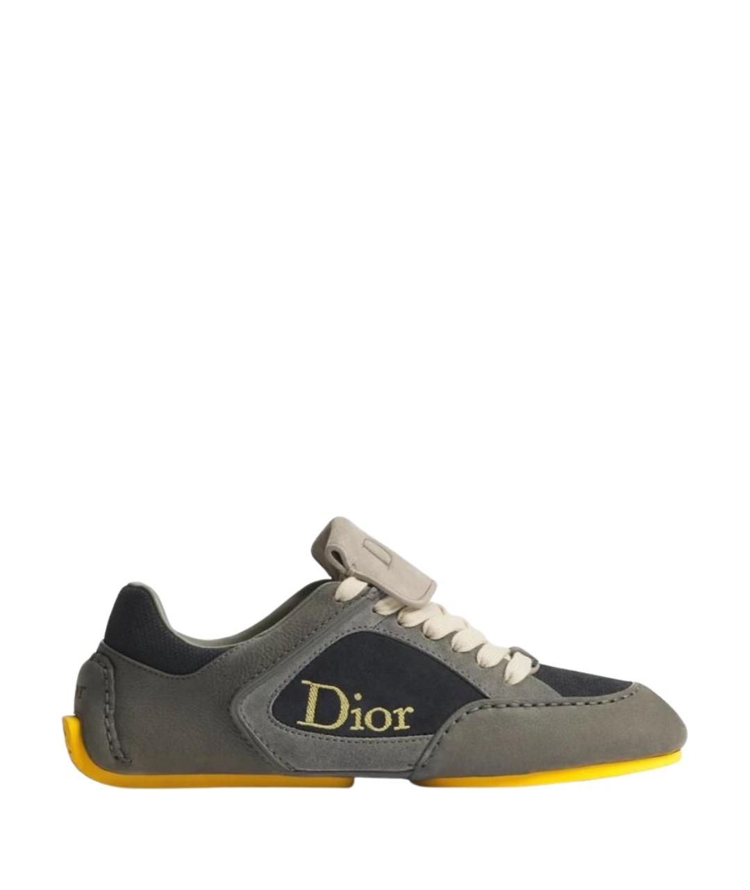 CHRISTIAN DIOR Серые нубуковые низкие кроссовки / кеды, фото 1