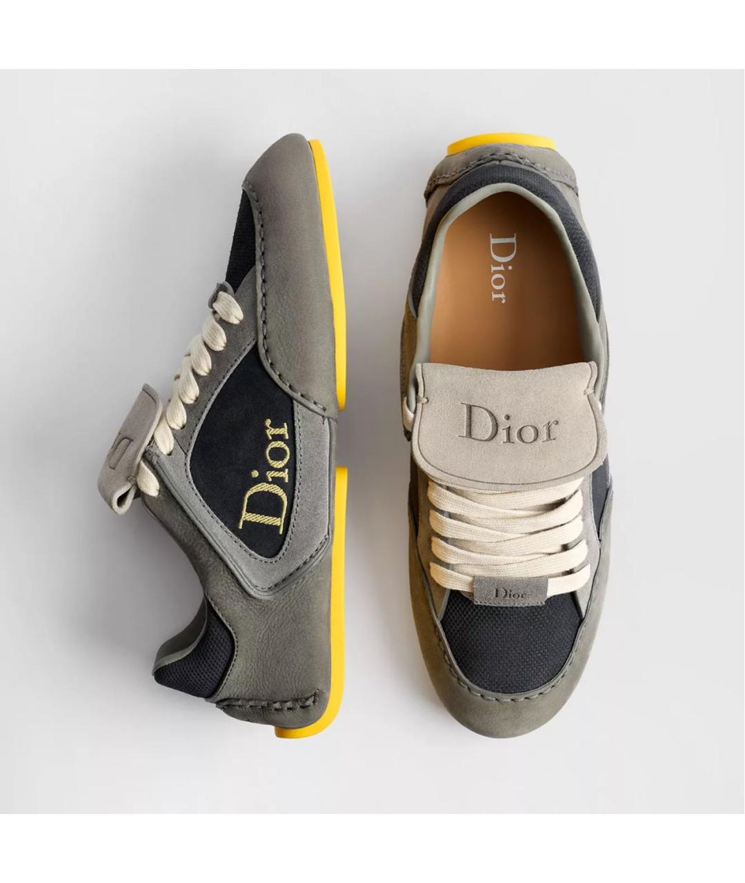 CHRISTIAN DIOR Серые нубуковые низкие кроссовки / кеды, фото 2