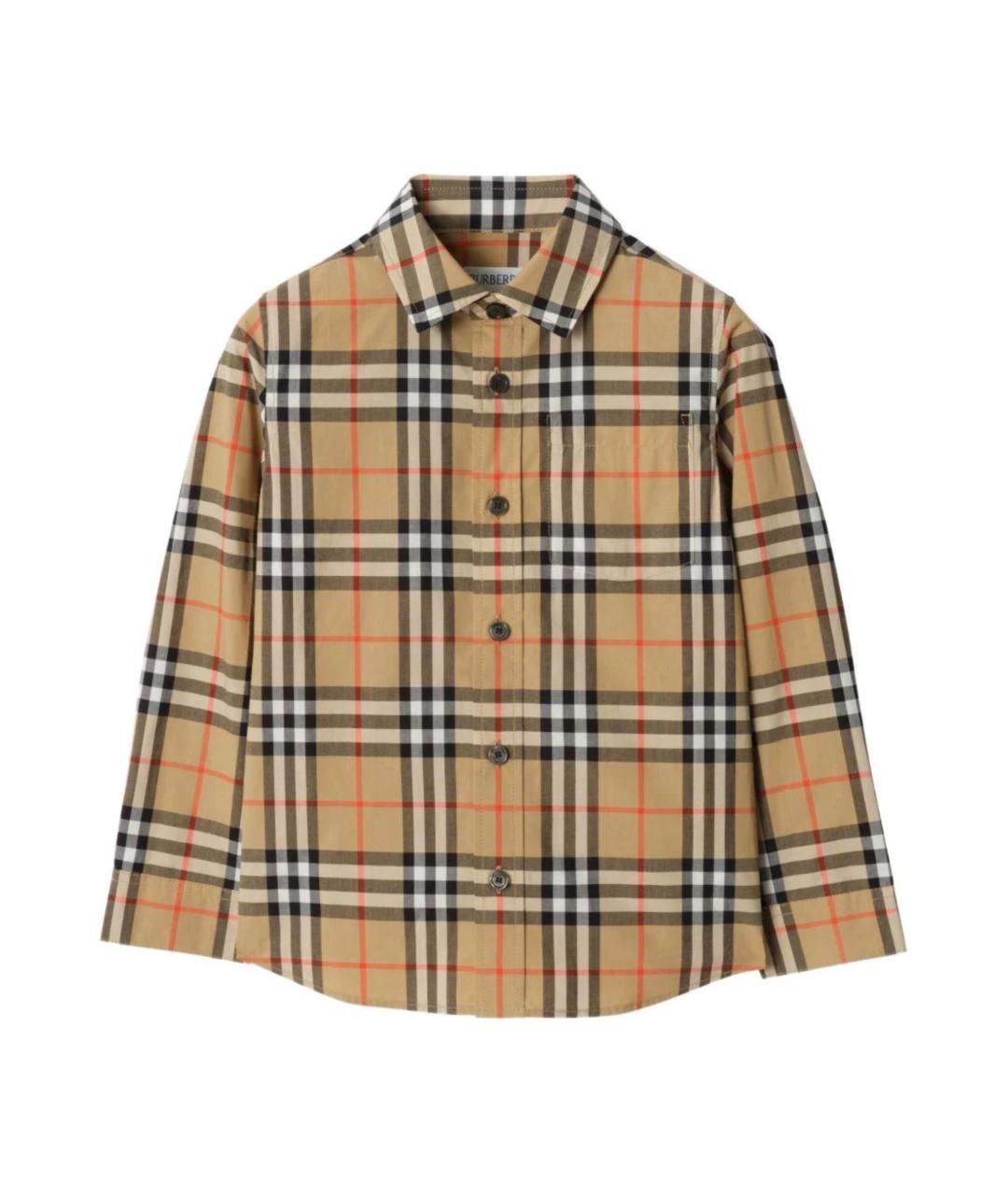 BURBERRY Бежевая хлопковая детская рубашка, фото 1