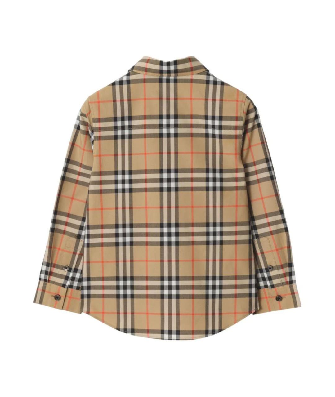 BURBERRY Бежевая хлопковая детская рубашка, фото 2