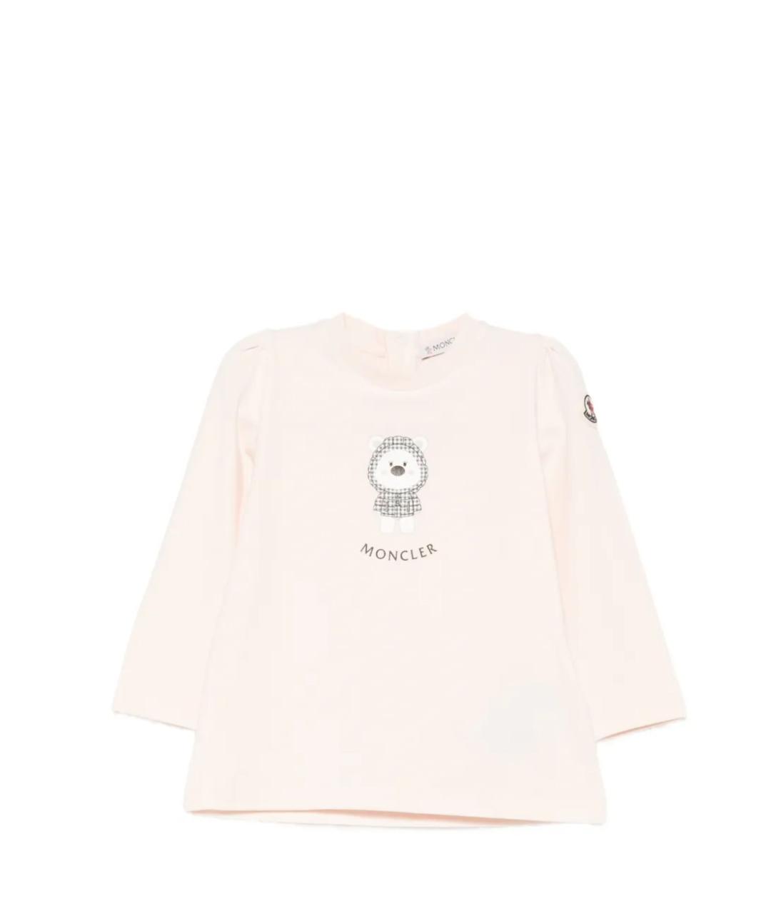 MONCLER KIDS Розовый хлопковый футболка / топ, фото 4