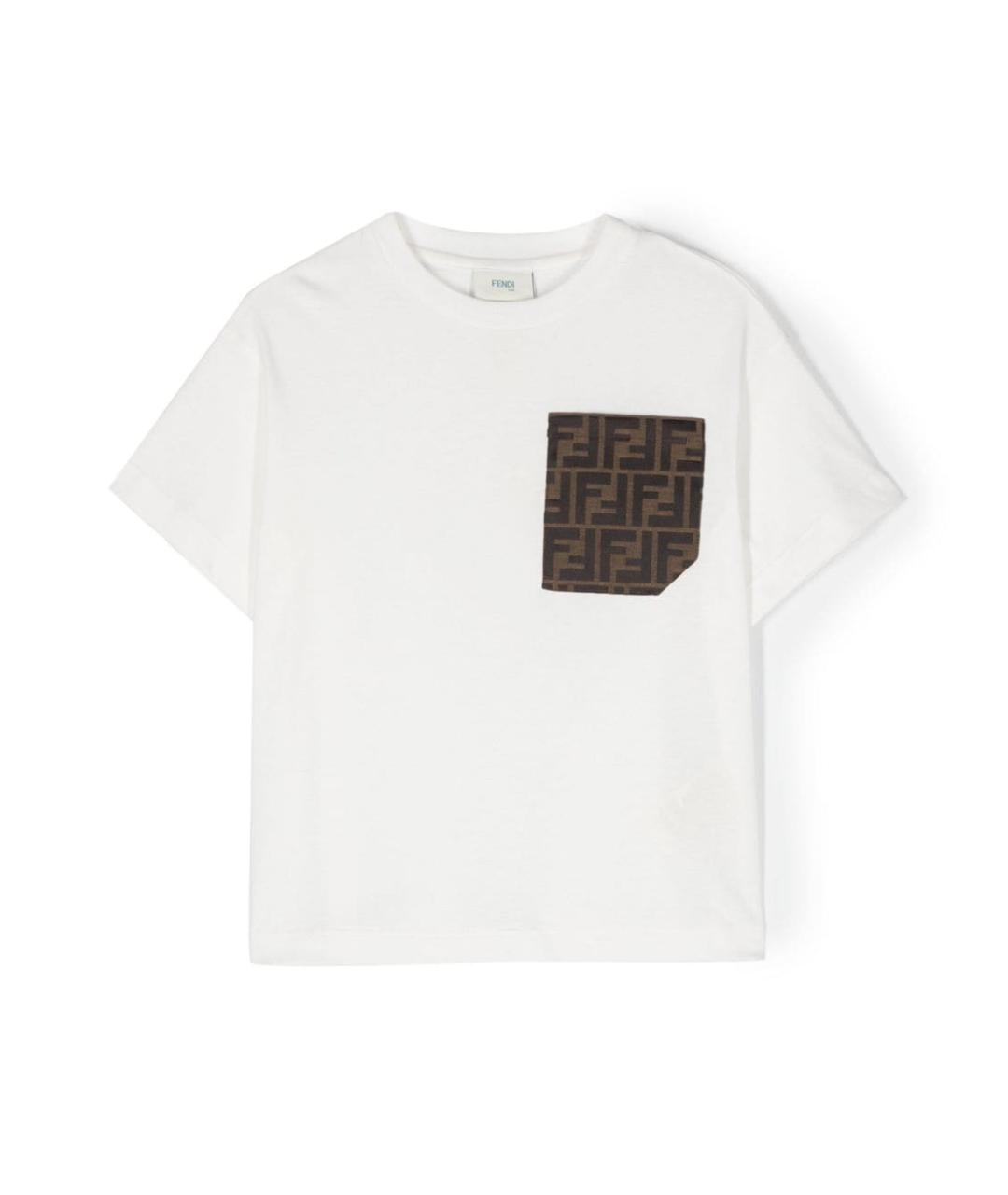 FENDI Белая хлопковая детская футболка, фото 4
