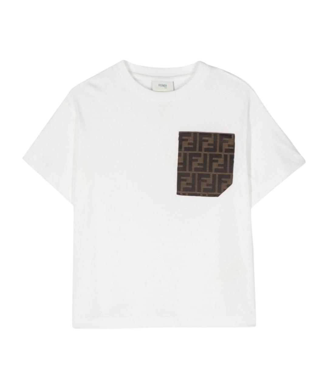 FENDI Белая хлопковая детская футболка, фото 1