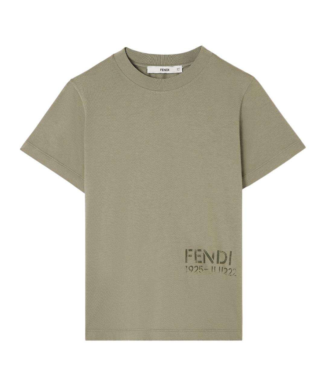 FENDI Зеленая хлопковая детская футболка, фото 1