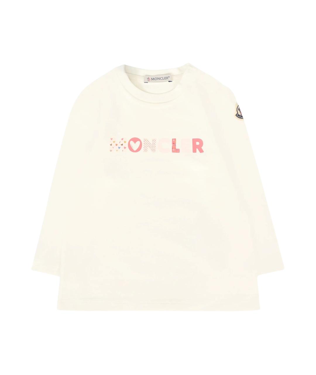 MONCLER KIDS Белый хлопковый футболка / топ, фото 4