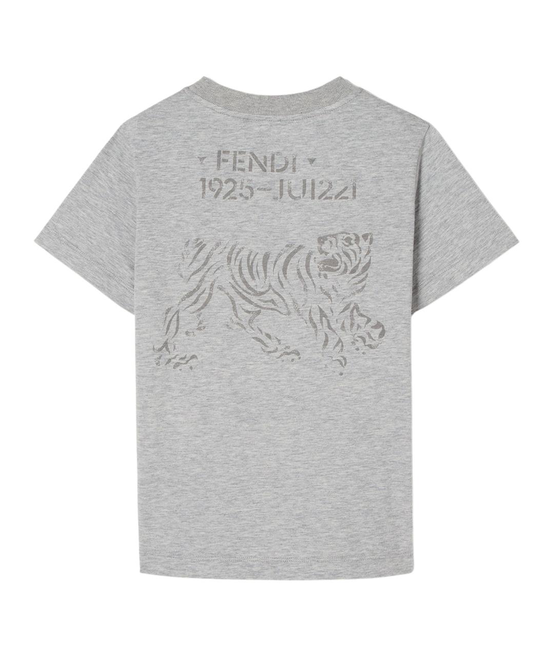 FENDI Серая хлопковая детская футболка, фото 2