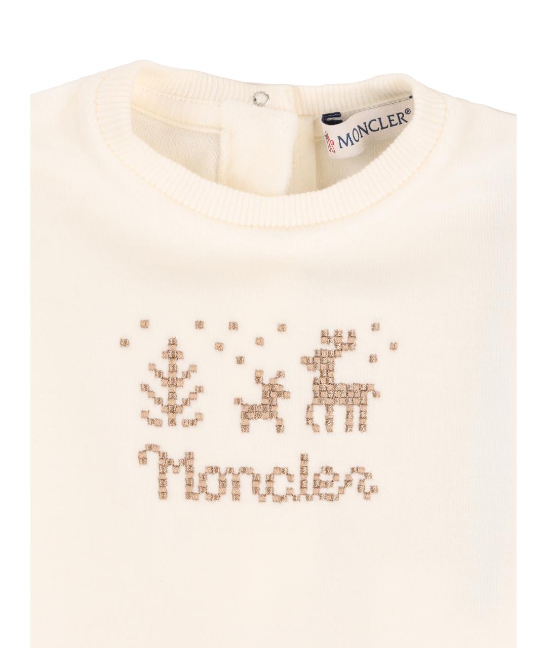 MONCLER KIDS Бежевый хлопковый боди / песочник, фото 3