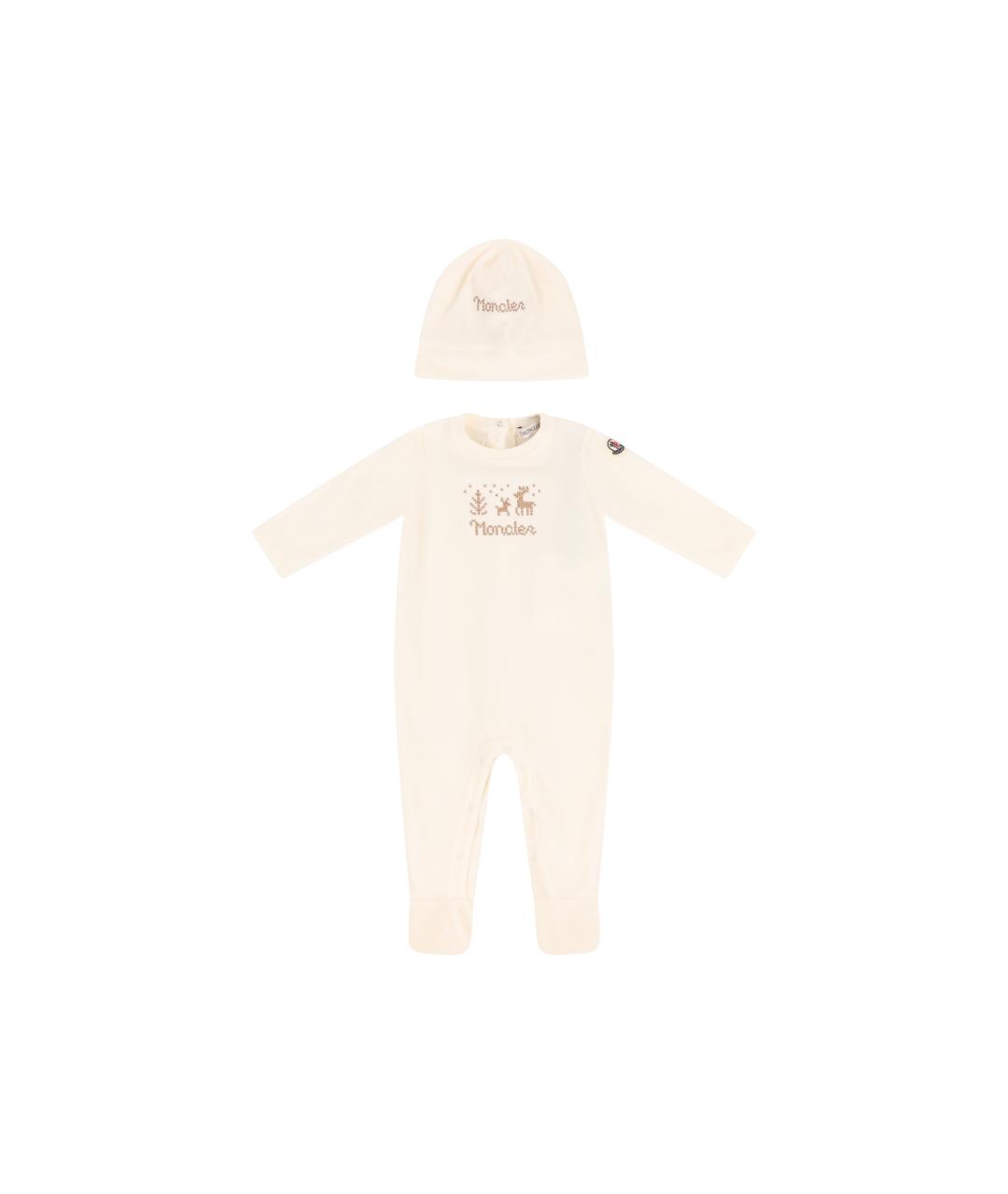 MONCLER KIDS Бежевый хлопковый боди / песочник, фото 5