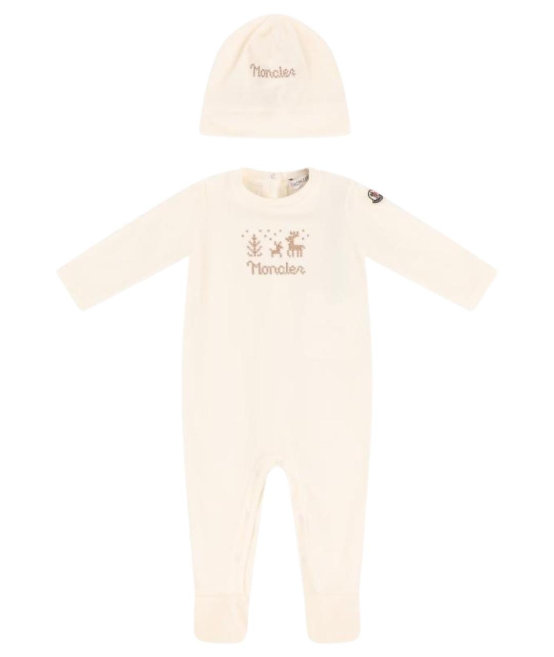MONCLER KIDS Бежевый хлопковый боди / песочник, фото 1