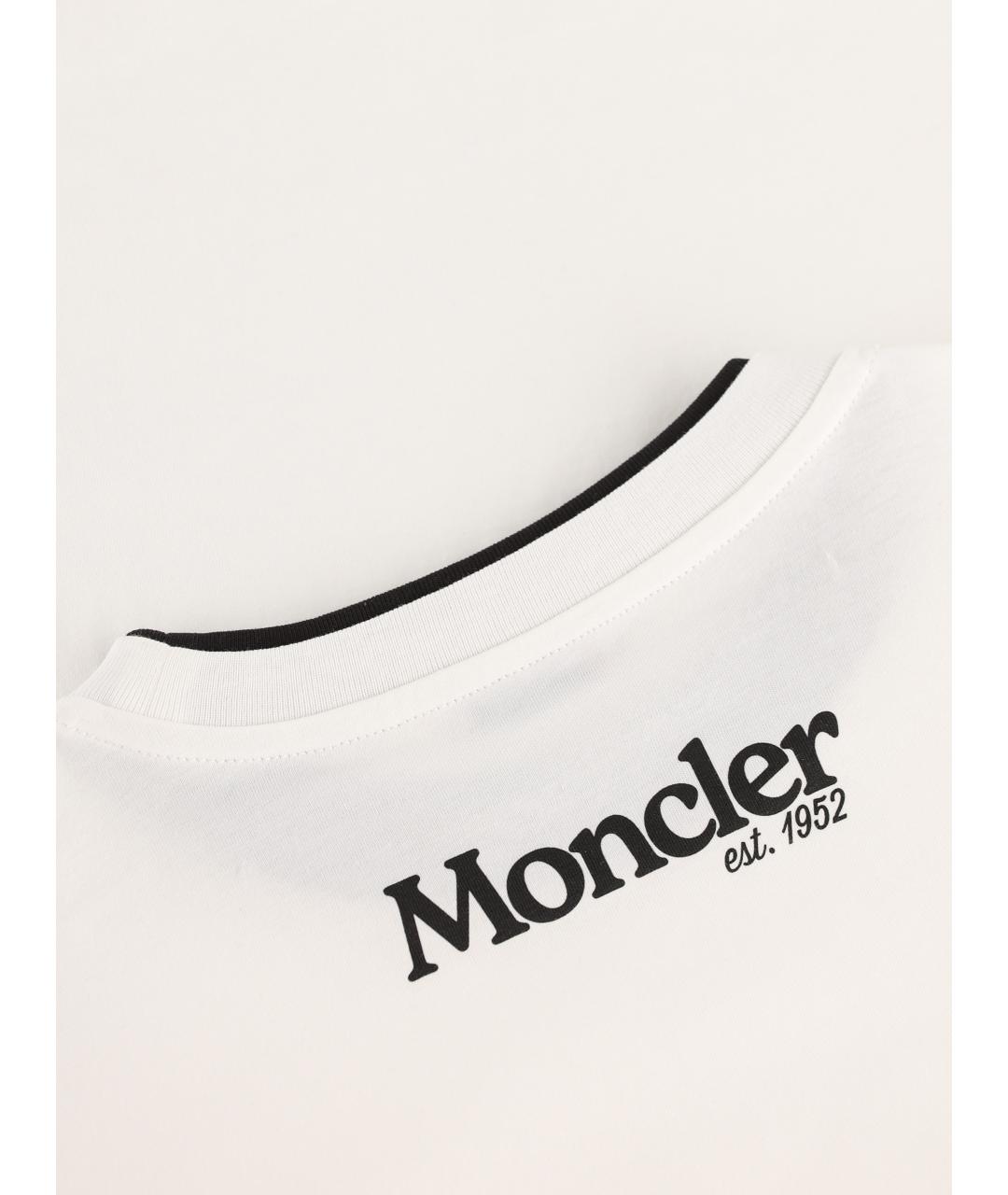 MONCLER KIDS Белая хлопковая детская футболка, фото 4