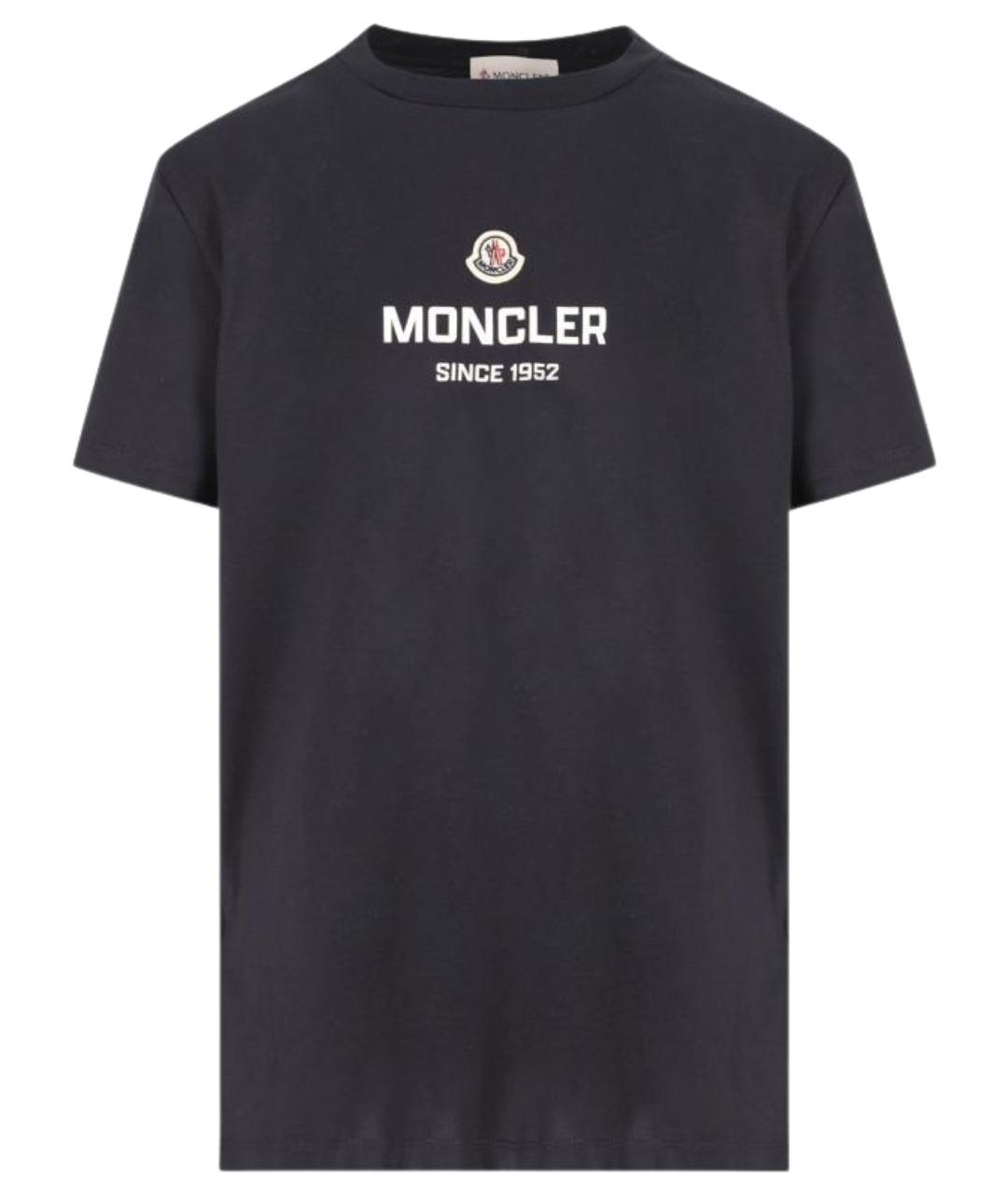 MONCLER KIDS Темно-синяя хлопковая детская футболка, фото 1