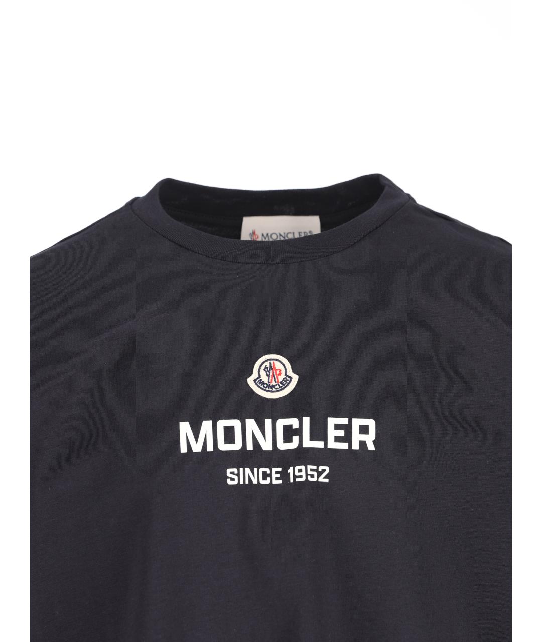 MONCLER KIDS Темно-синяя хлопковая детская футболка, фото 3