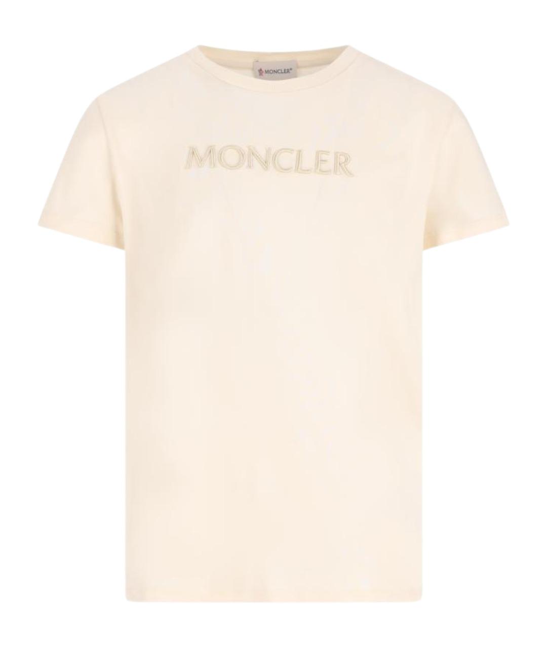 MONCLER KIDS Бежевый хлопковый детская футболка / топ, фото 1