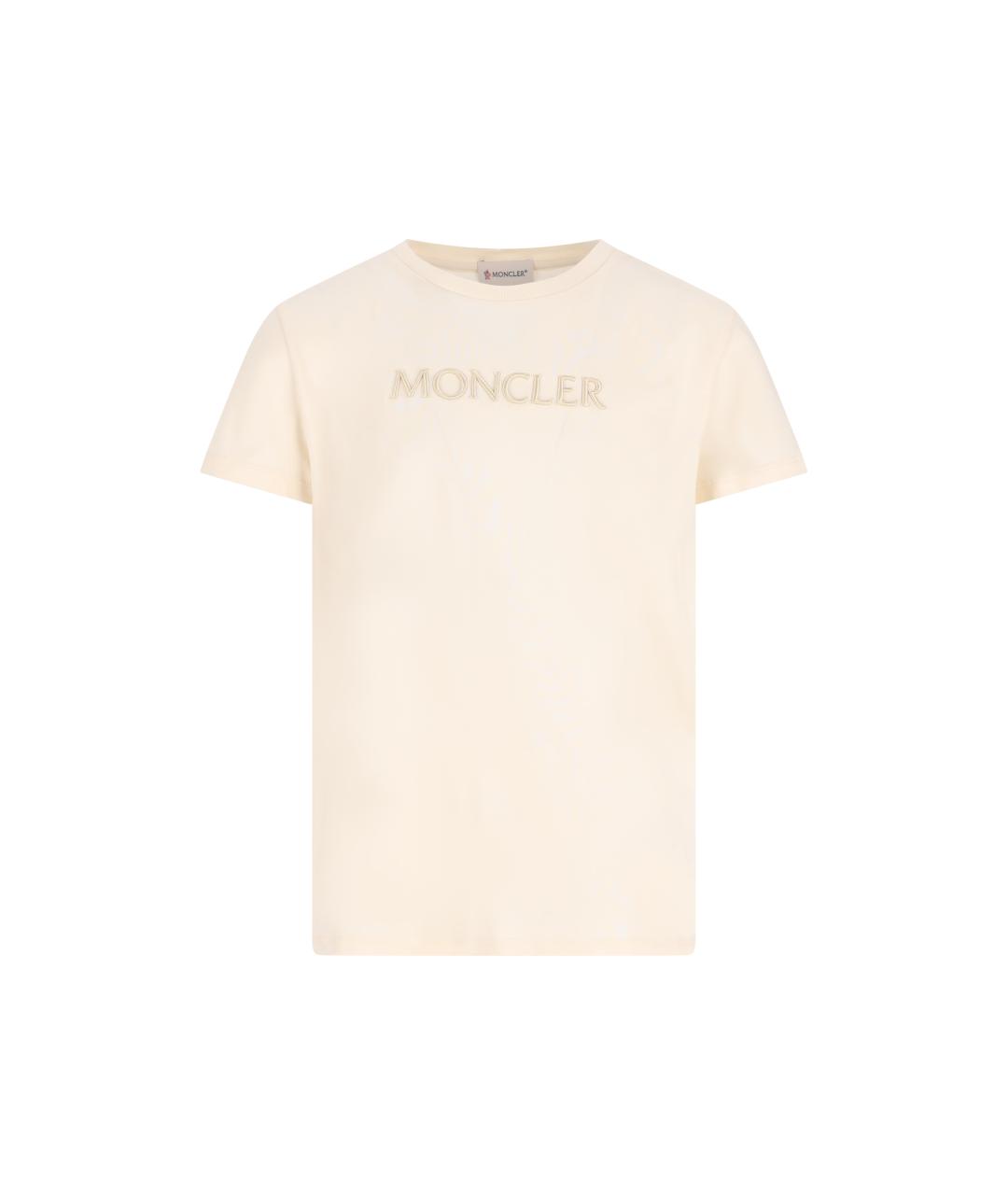 MONCLER KIDS Бежевый хлопковый детская футболка / топ, фото 5