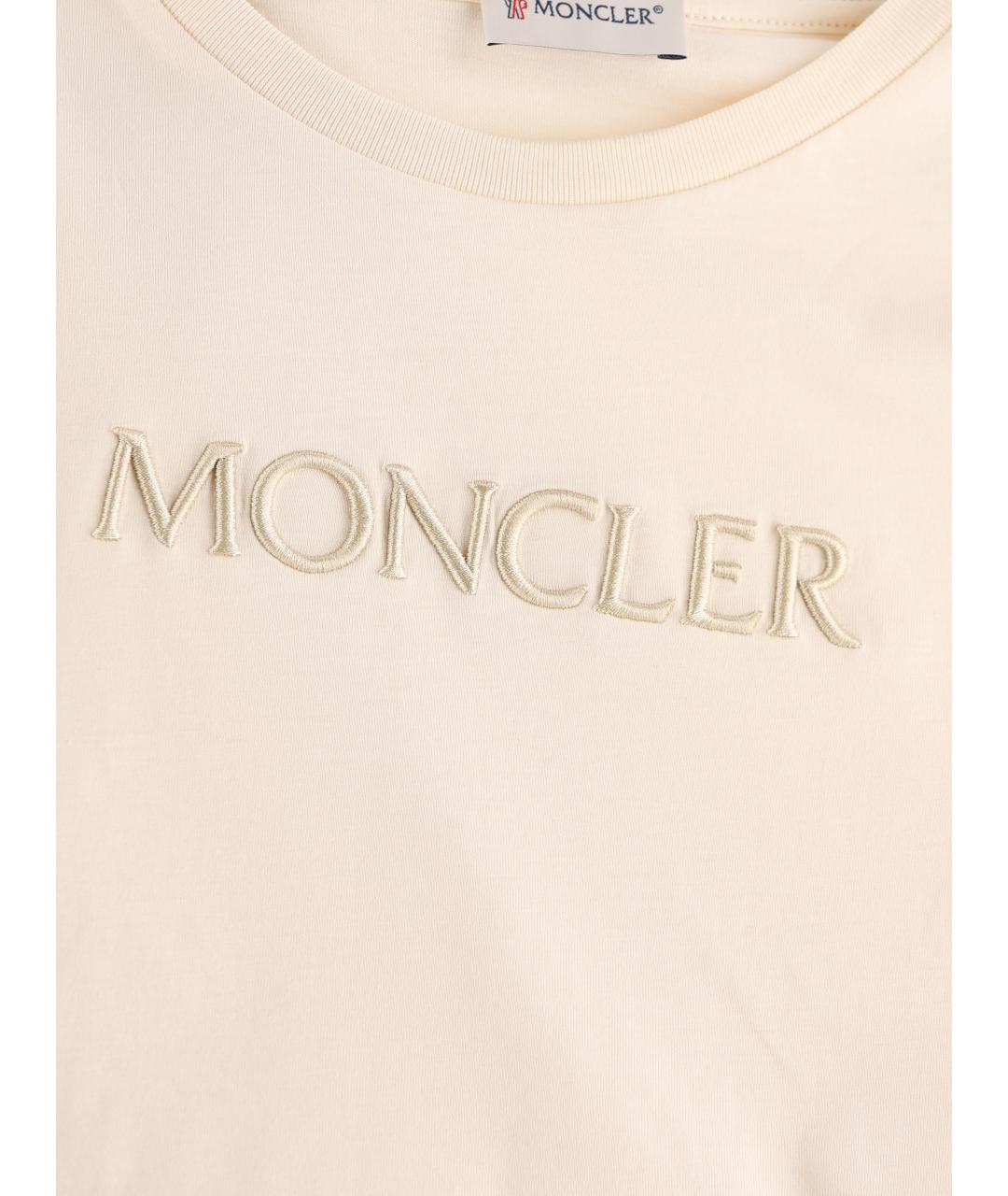MONCLER KIDS Бежевый хлопковый детская футболка / топ, фото 4