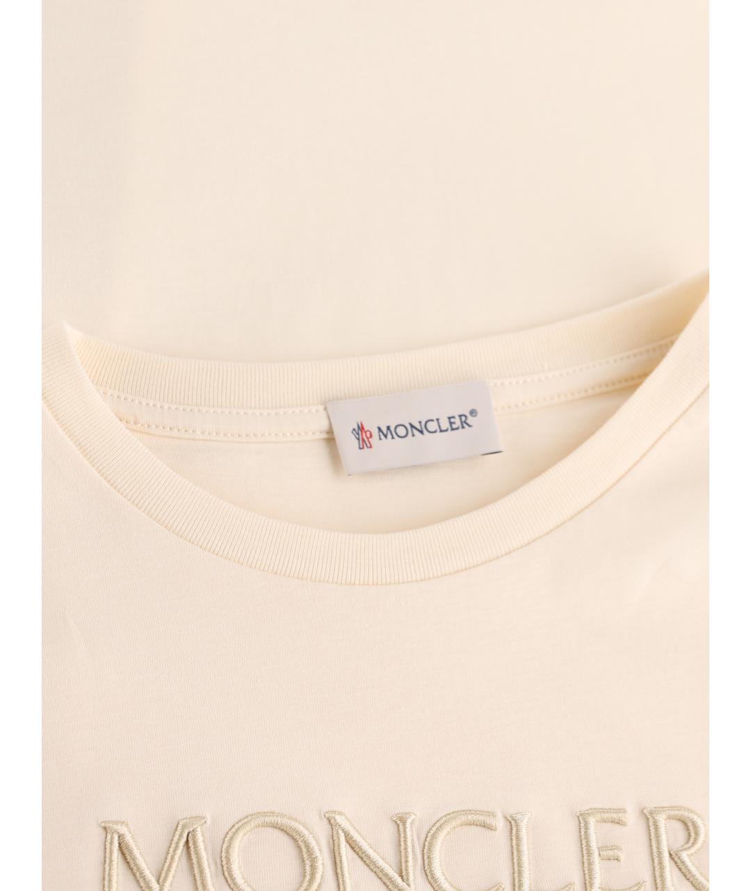 MONCLER KIDS Бежевый хлопковый детская футболка / топ, фото 3
