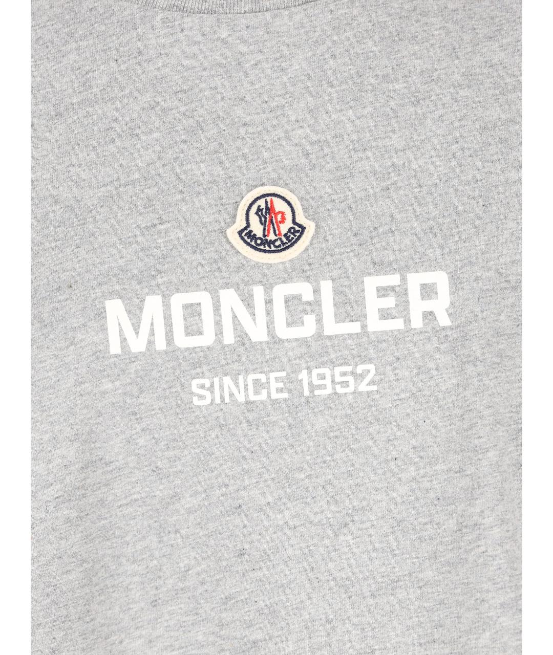 MONCLER KIDS Серая хлопковая детская футболка, фото 4