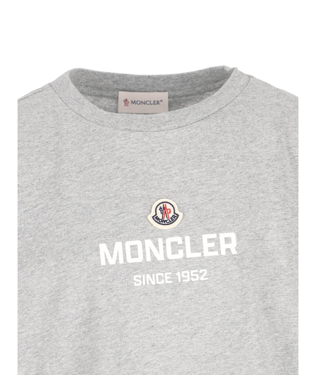 MONCLER KIDS Серая хлопковая детская футболка, фото 3
