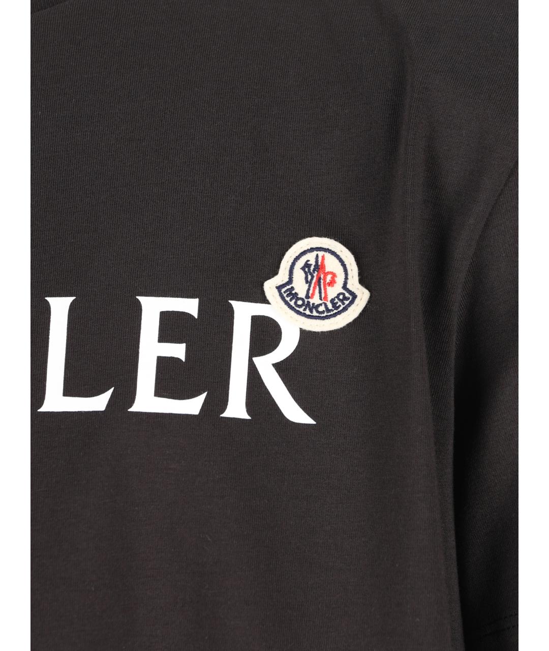 MONCLER KIDS Черная хлопковая детская футболка, фото 4