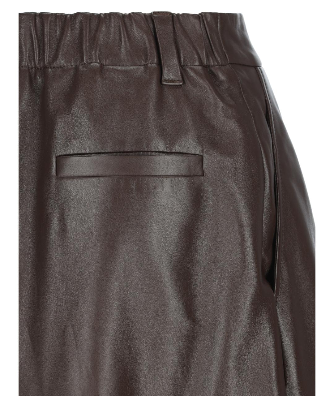 BRUNELLO CUCINELLI Коричневые кожаные кюлоты, фото 4