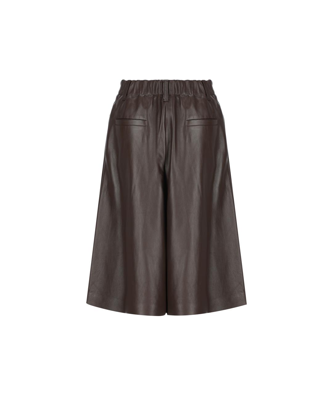 BRUNELLO CUCINELLI Коричневые кожаные кюлоты, фото 2