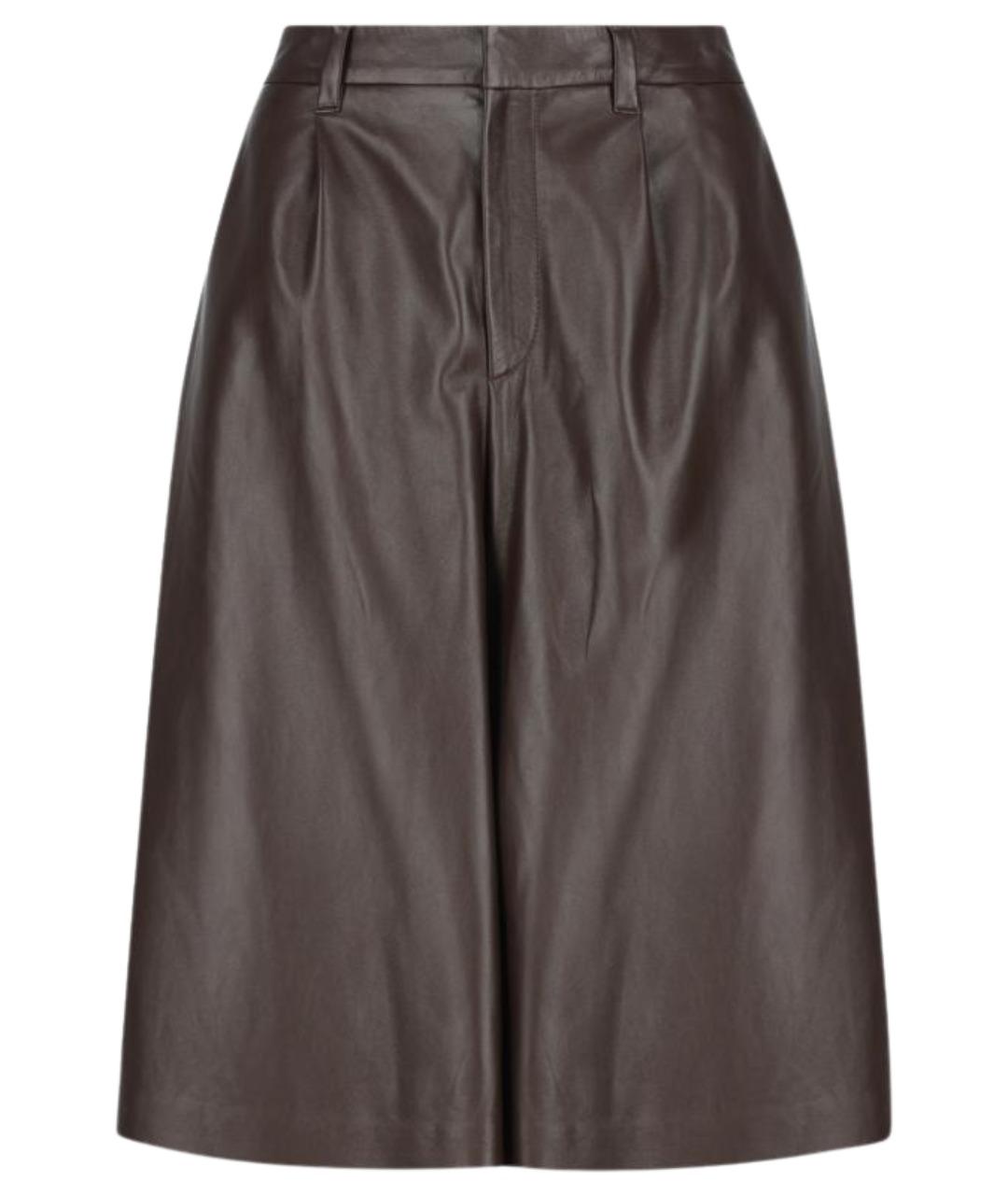 BRUNELLO CUCINELLI Коричневые кожаные кюлоты, фото 1