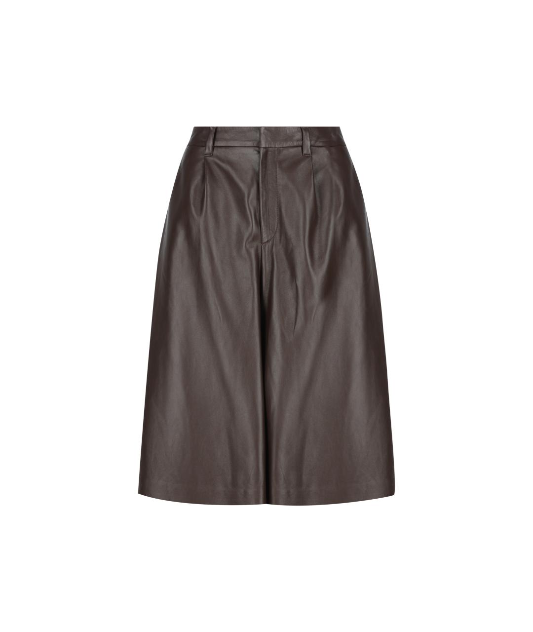 BRUNELLO CUCINELLI Коричневые кожаные кюлоты, фото 5