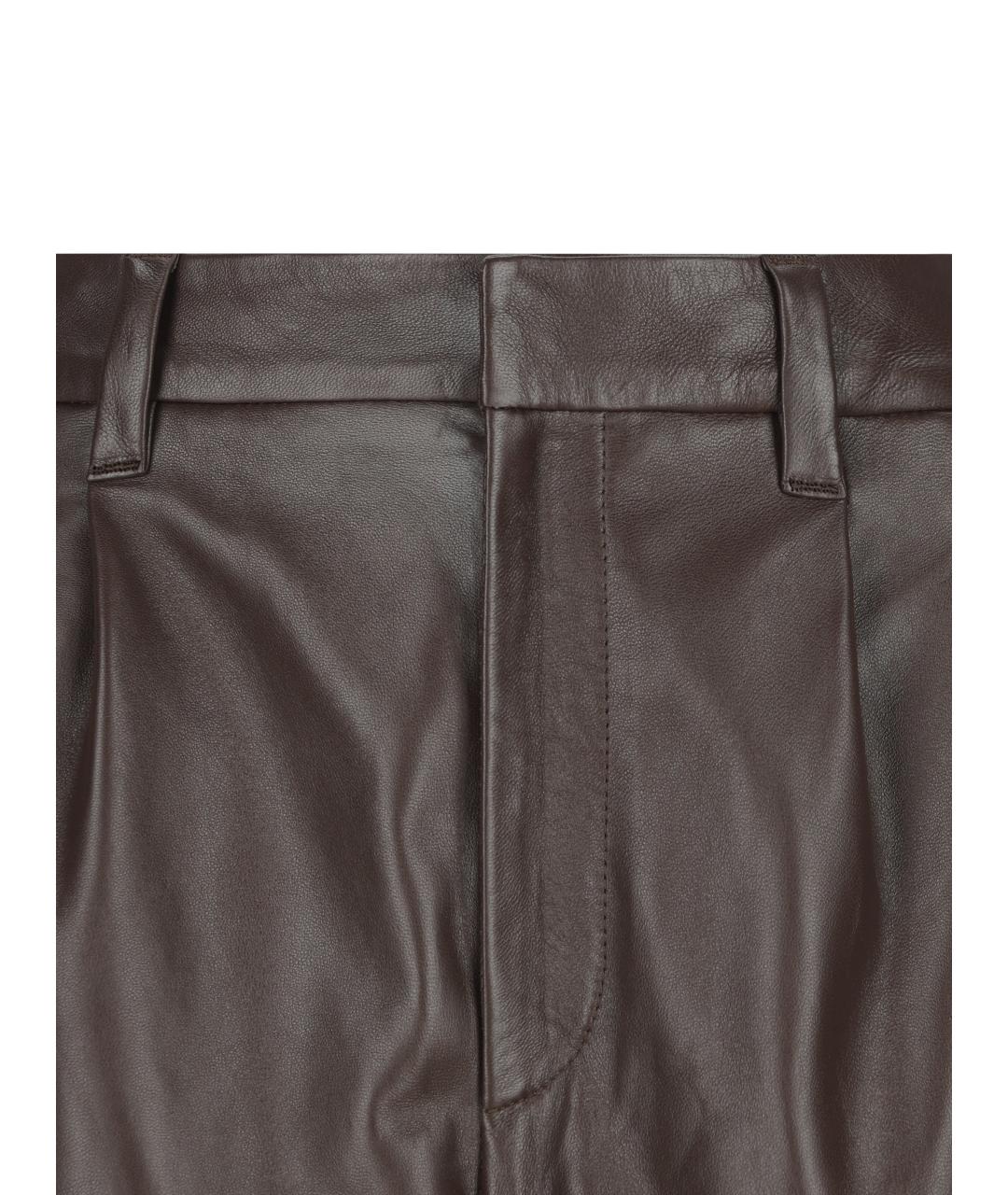 BRUNELLO CUCINELLI Коричневые кожаные кюлоты, фото 3