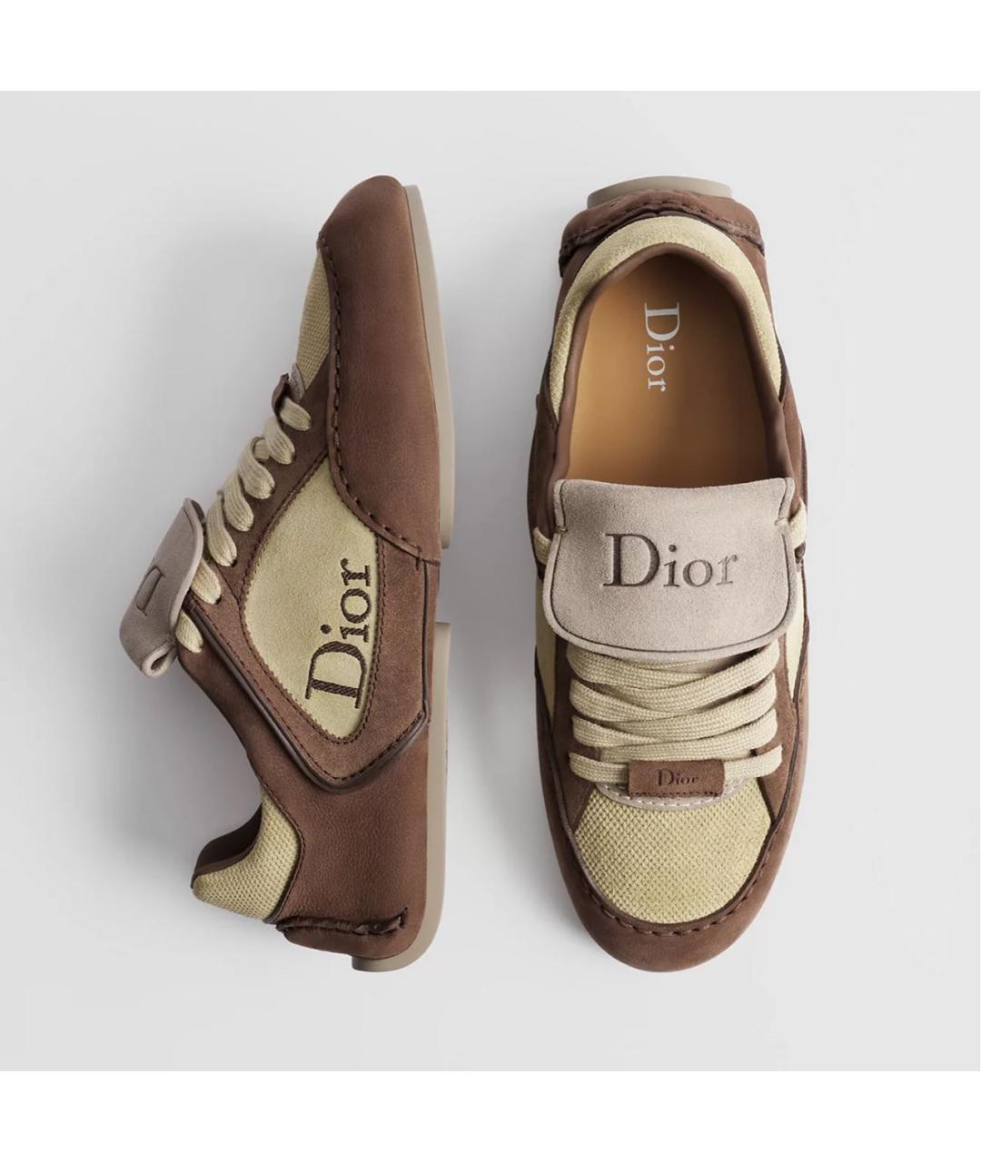 CHRISTIAN DIOR Коричневые нубуковые низкие кроссовки / кеды, фото 2