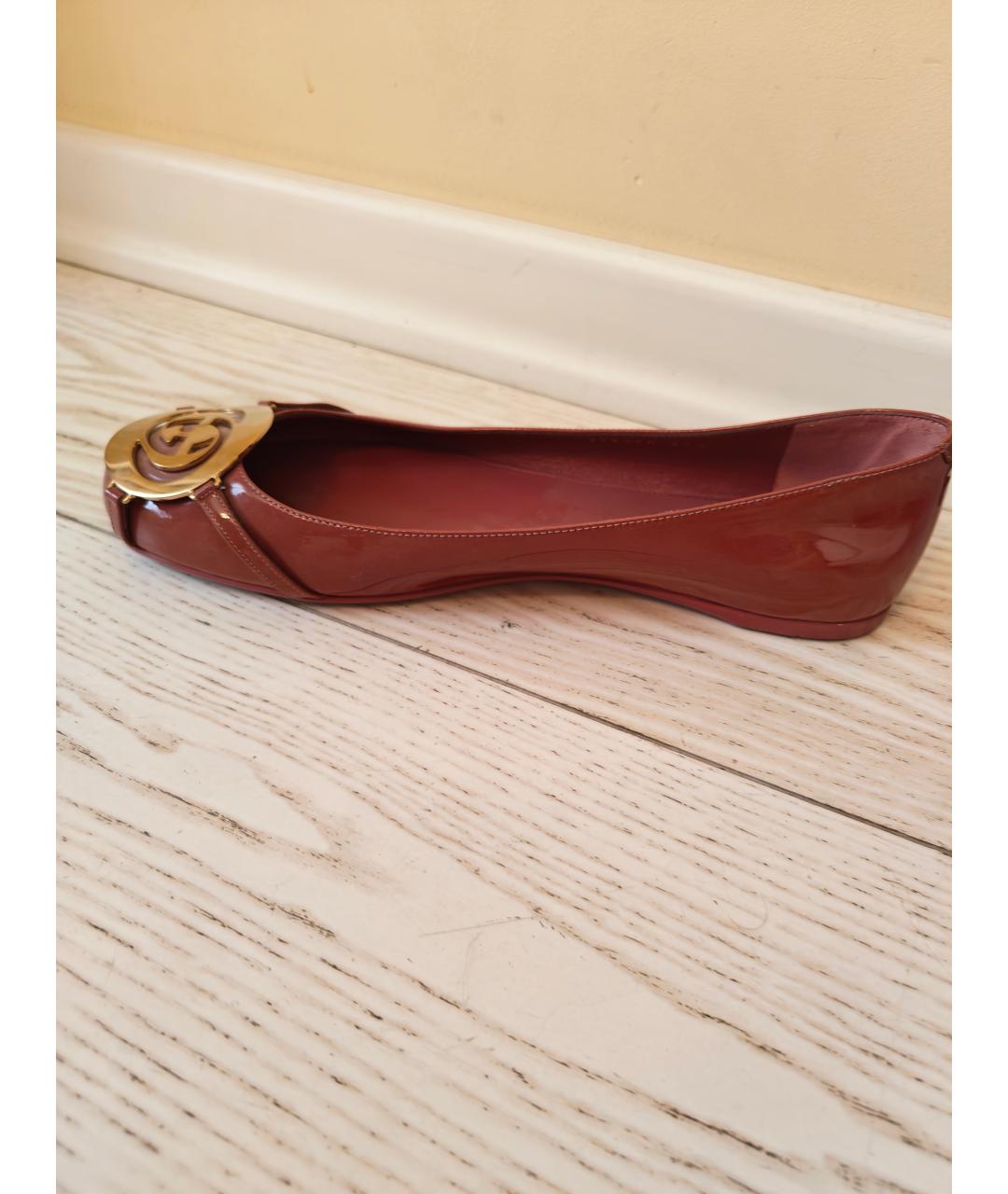 GUCCI Коралловые кожаные балетки, фото 2