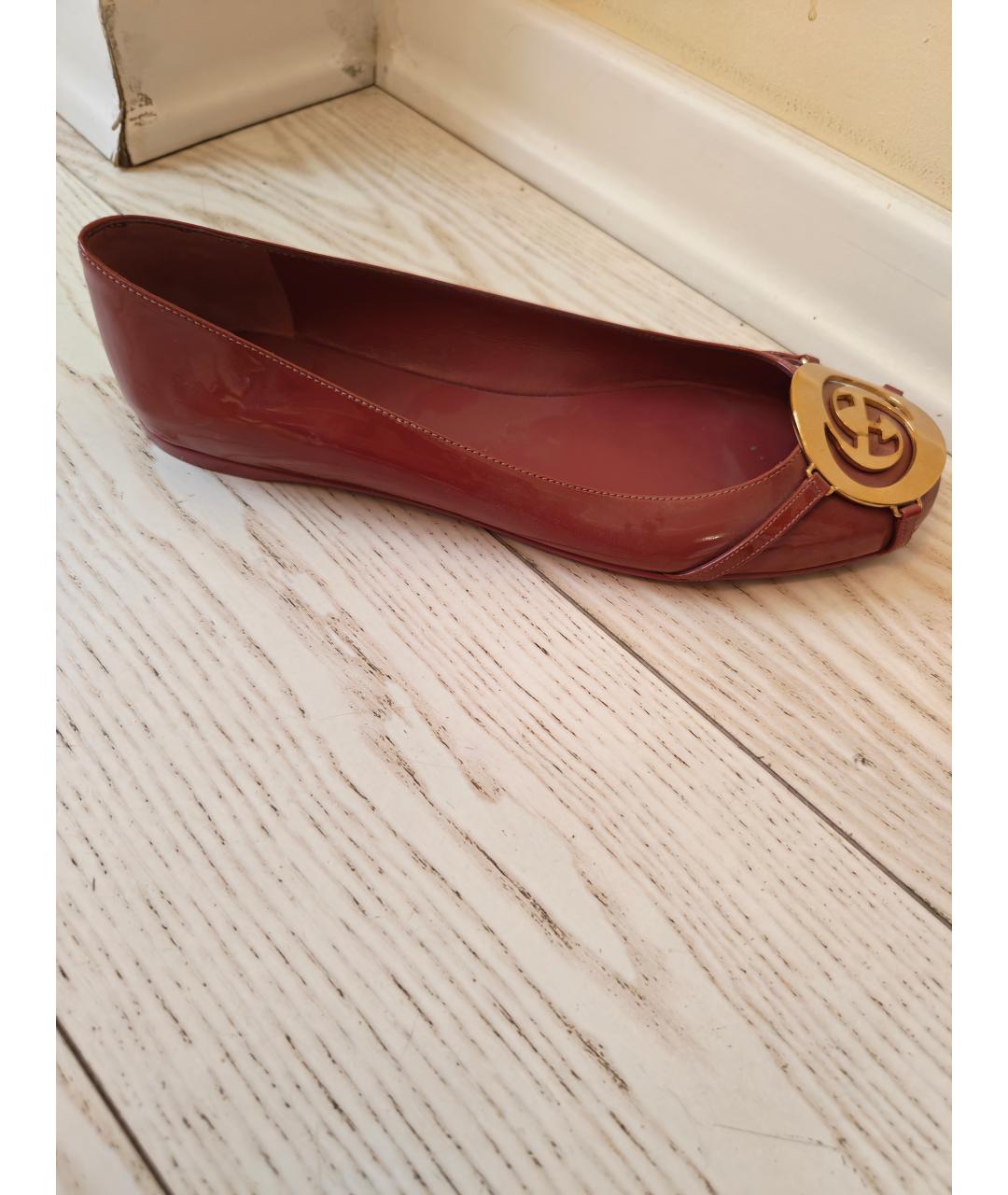 GUCCI Коралловые кожаные балетки, фото 4