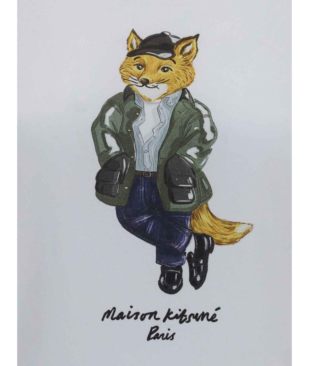 MAISON KITSUNE Белая меховая футболка, фото 2